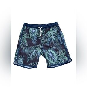 Fair Harbor Boys Size Extra Large, XL, 11-12, Floral Navy Evergreen Swim Trunks